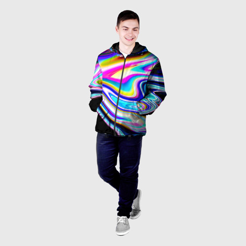 Мужская куртка 3D с принтом Неоновые размытые краски, фото на моделе #1