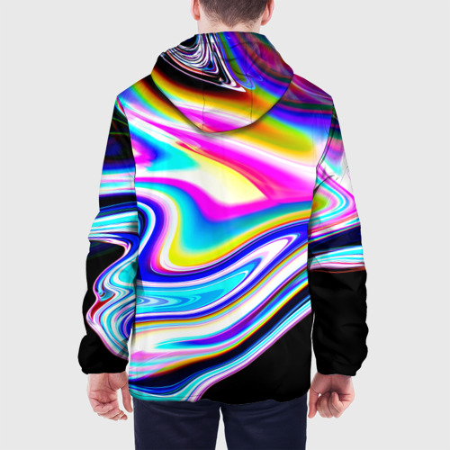 Мужская куртка 3D с принтом Неоновые размытые краски, вид сзади #2