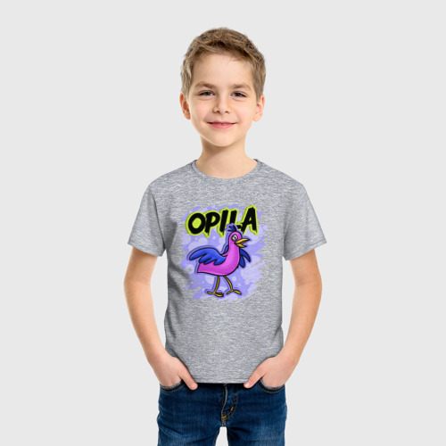 Детская футболка хлопок с принтом Opila Bird, фото на моделе #1