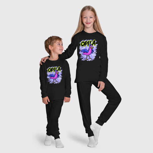 Детская пижама с лонгсливом хлопок Opila Bird, цвет черный - фото 9