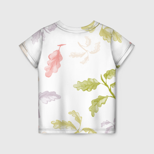 Детская футболка 3D с принтом Oak leaves, вид сзади #1