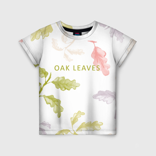 Детская футболка 3D с принтом Oak leaves, вид спереди #2
