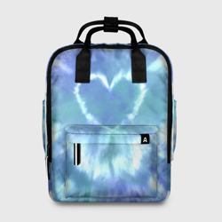 Женский рюкзак 3D Сердце - тай-дай - голубой