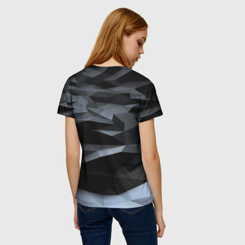 Женская футболка 3D с принтом Хромированные осколки броня, вид сзади #2