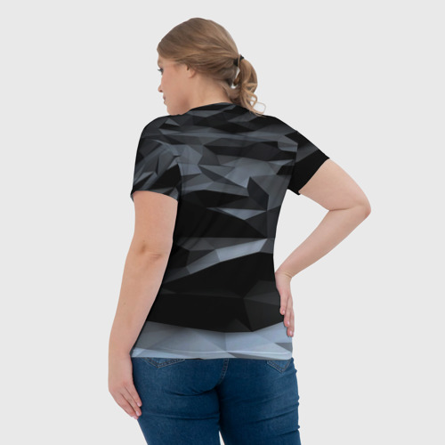 Женская футболка 3D с принтом Хромированные осколки броня, вид сзади #2