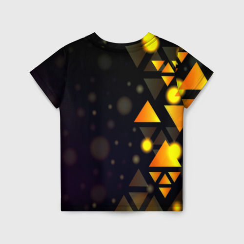Детская футболка 3D с принтом Светящиеся треугольники боко, вид сзади #1