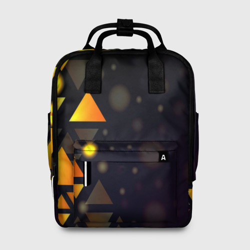 Женский рюкзак 3D с принтом Светящиеся треугольники боко, вид спереди #2