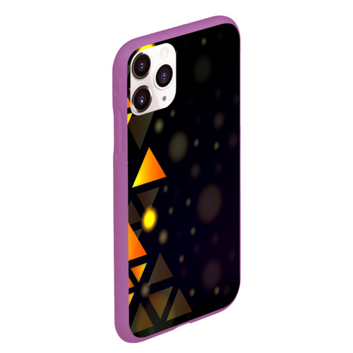 Чехол для iPhone 11 Pro Max матовый с принтом Светящиеся треугольники боко, вид сбоку #3