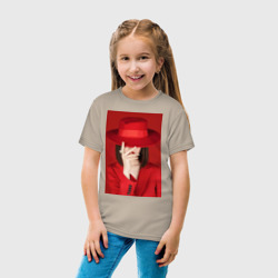 Детская футболка хлопок Девушка в шляпе на красном фоне - фото 2