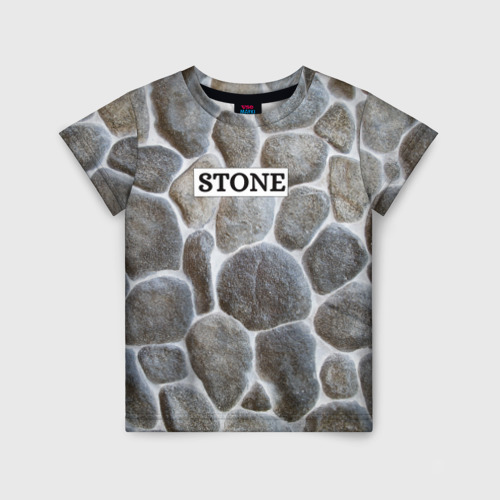Детская футболка 3D с принтом Стенка из камня, вид спереди #2