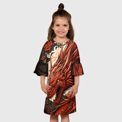 Детское платье 3D Японский краcный дракон - фото 2