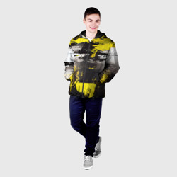Мужская куртка 3D Черно-желтая абстракция, нейросеть - фото 2