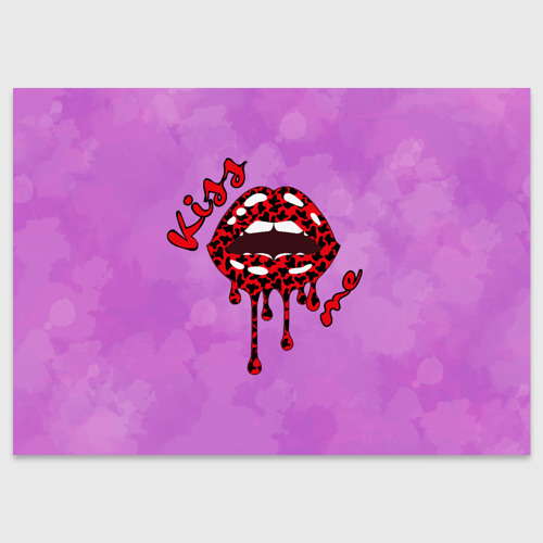 Поздравительная открытка с принтом Поцелуй меня алые губы, вид спереди №1