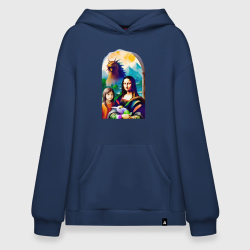 Худи SuperOversize хлопок Gioconda with her daughter and a dragon, цвет темно-синий