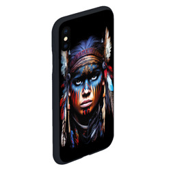 Чехол для iPhone XS Max матовый Индианка воин племени - фото 2