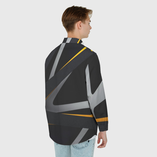 Мужская рубашка oversize 3D с принтом Спортивная геометрия полосы, вид сзади #2