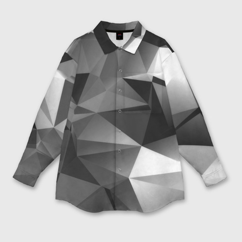 Женская рубашка oversize 3D с принтом Geometry grey ship, вид спереди #2