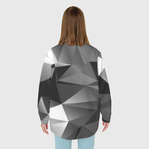 Женская рубашка oversize 3D с принтом Geometry grey ship, вид сзади #2