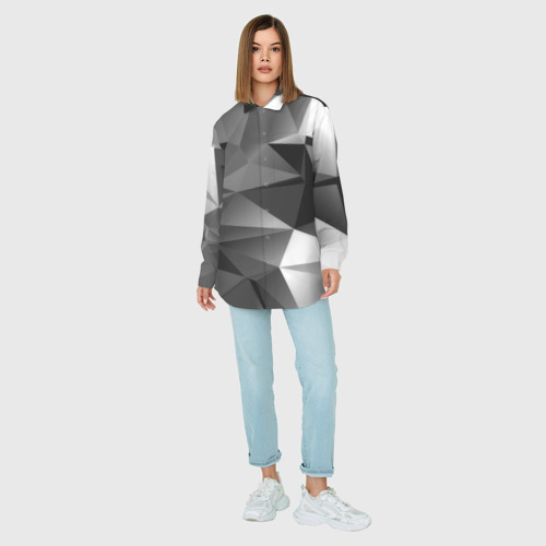 Женская рубашка oversize 3D с принтом Geometry grey ship, вид сбоку #3