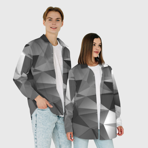 Женская рубашка oversize 3D с принтом Geometry grey ship, фото #4