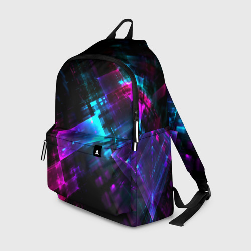Рюкзак 3D с принтом Неоновый киберпанк, вид спереди #2