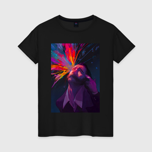 Женская футболка хлопок Disco Elysium - Взрыв мозга, цвет черный