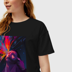 Женская футболка хлопок Oversize Disco Elysium - Взрыв мозга - фото 2