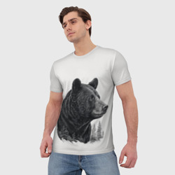 Мужская футболка 3D Нарисованный медведь - фото 2
