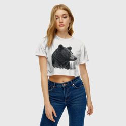 Женская футболка Crop-top 3D Нарисованный медведь - фото 2