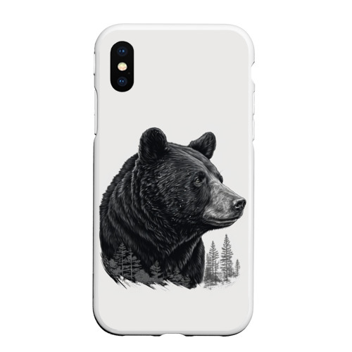 Чехол для iPhone XS Max матовый с принтом Нарисованный медведь, вид спереди #2