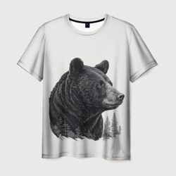 Мужская футболка 3D Нарисованный медведь
