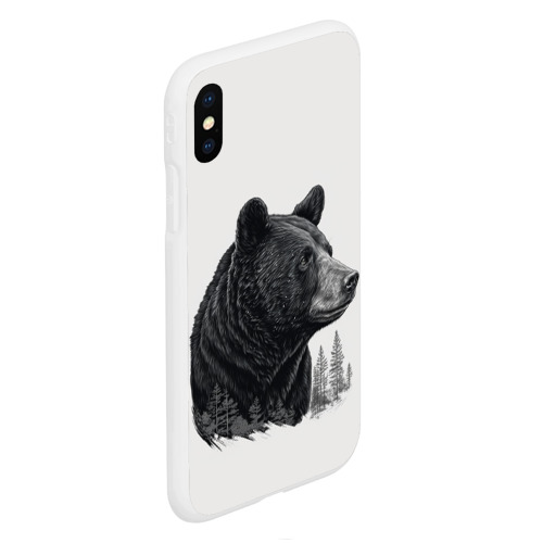Чехол для iPhone XS Max матовый с принтом Нарисованный медведь, вид сбоку #3