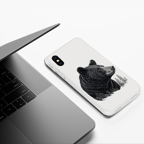 Чехол для iPhone XS Max матовый с принтом Нарисованный медведь, фото #5