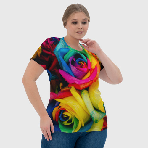 Женская футболка 3D с принтом Абстрактный разноцветный цветочный паттерн, фото #4