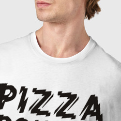 Футболка с принтом Pizza power для мужчины, вид на модели спереди №4. Цвет основы: белый