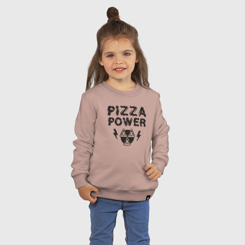 Детский свитшот хлопок с принтом Pizza power, фото на моделе #1