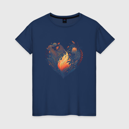 Женская футболка из хлопка с принтом Blooming heart, вид спереди №1