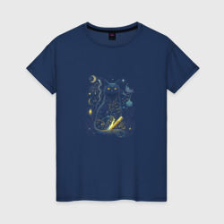 Женская футболка хлопок The mystical cat