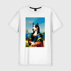A dog named Gioconda - humorous art – Мужская футболка хлопок Slim с принтом купить
