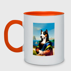 A dog named Gioconda - humorous art – Кружка двухцветная с принтом купить