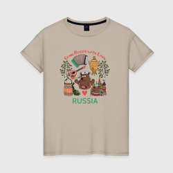 Женская футболка хлопок From Russia with love inscription