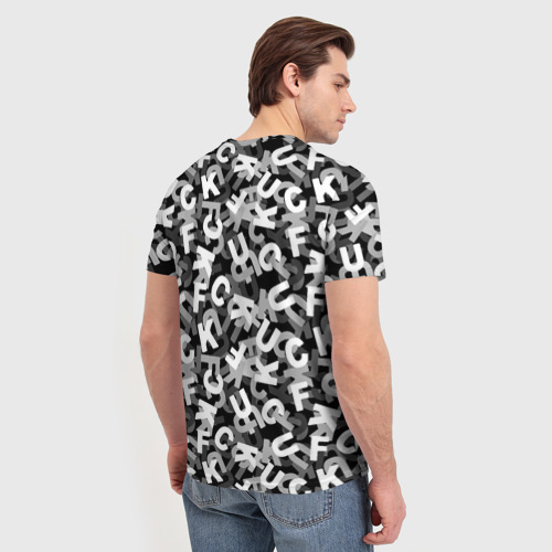 Мужская футболка 3D с принтом Fuck - буквы, вид сзади #2