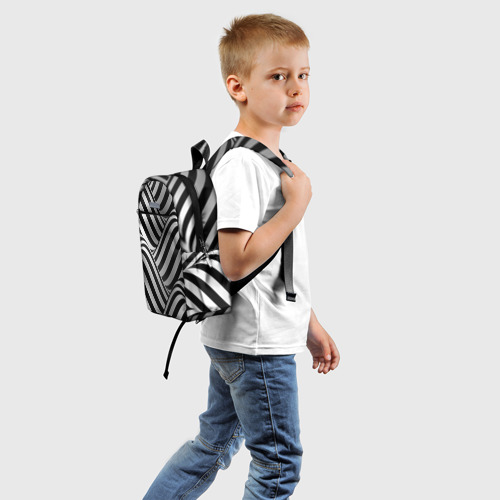 Детский рюкзак 3D с принтом Авангардный фрактальный паттерн, вид сзади #1