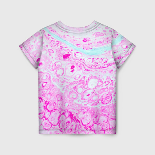 Детская футболка 3D с принтом Розовые краски в воде, вид сзади #1