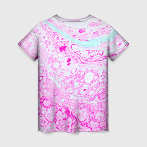 Женская футболка 3D с принтом Розовые краски в воде, вид сзади #1