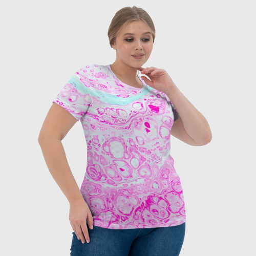 Женская футболка 3D с принтом Розовые краски в воде, фото #4
