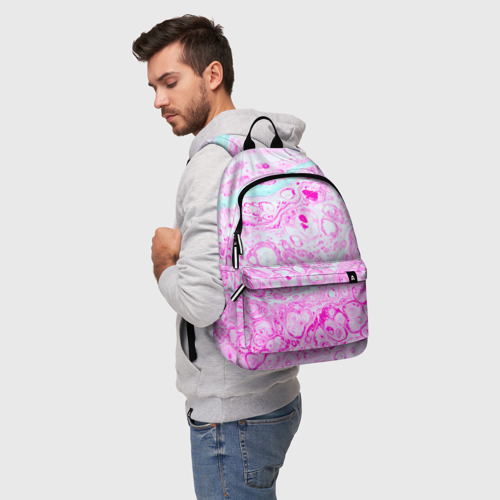 Рюкзак 3D с принтом Розовые краски в воде, фото на моделе #1