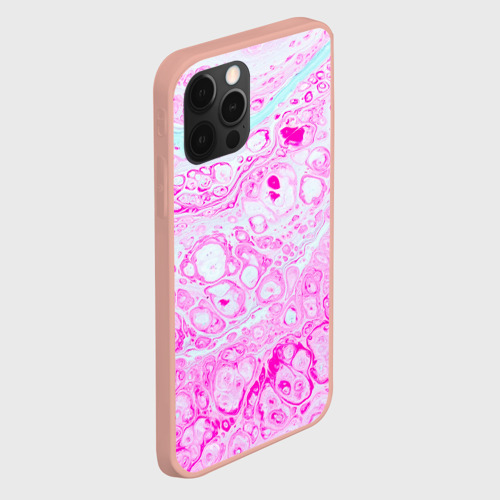 Чехол для iPhone 12 Pro Max с принтом Розовые краски в воде, вид сбоку #3