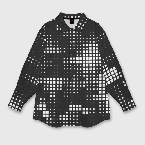Мужская рубашка оверсайз с принтом Pixel art - abstraction, вид спереди №1