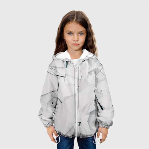 Детская куртка 3D Абстрактные разные белые и серые фигуры, цвет белый - фото 4